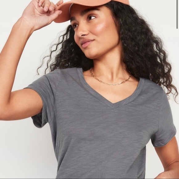 Old Navy Tops - Slate OLD NAVY EveryWear V-Neck SLUB KNIT TEE T-Shirt Size SMALL (S)